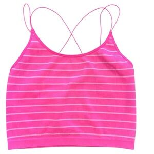 No Boundaries Women’s Striped Cami Tank Top Pink White Crisscross Back Size XXL